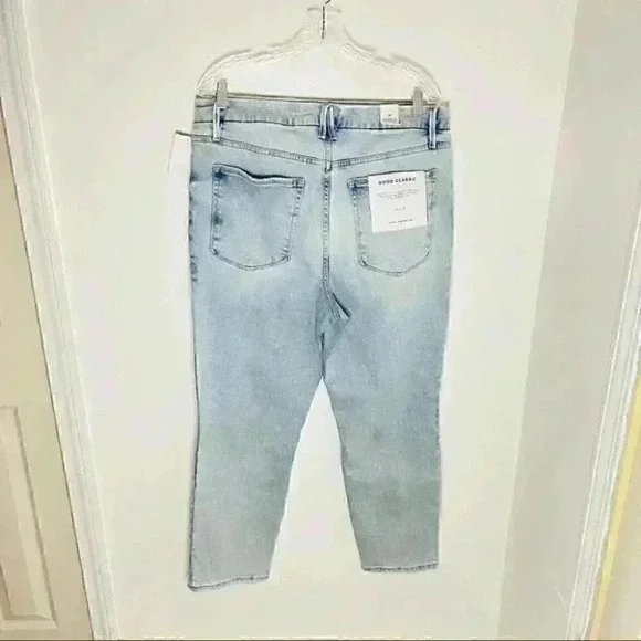 NWT Good American Good Classic Natural Fray Hem Jeans Light Indigo - Picture 4 of 10